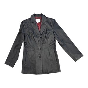 Y2K Worthington Women's Black Genuine Leather Coat Size Small